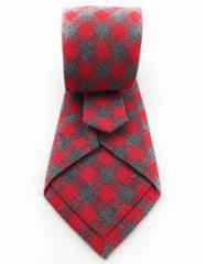 Red and gray checkered cotton tie