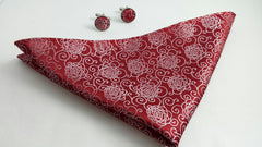 red floral pocket hanky & cufflinks