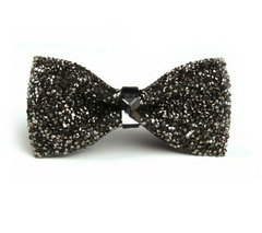 Crystal Silvery Charcoal Bowtie