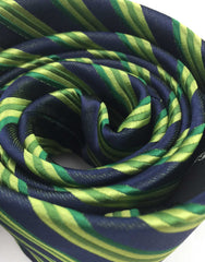 Green Striped Mens Tie Rolled Up