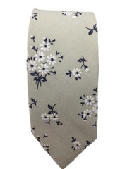 Skinny Light Sage Cotton Floral Men's Tie