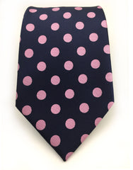 Navy & Pink Polka Dot Tie