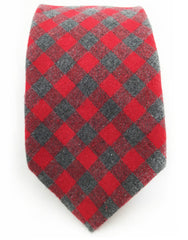 Red and Gray Checkered Tie
