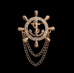 Captains Lapel Pin with anchor and chain