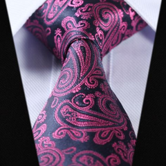 Midnight Navy Blue & Pink Paisley Tie