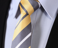 yellow silver tie