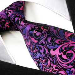 purple and pink floral necktie