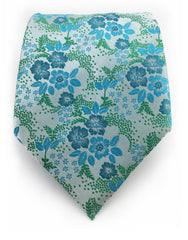 Green & Turquoise Floral Necktie