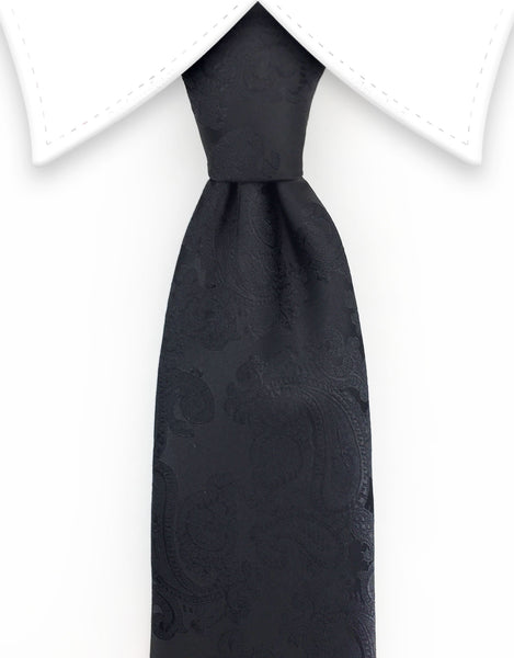 Black Paisley Long Necktie