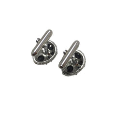 Simulated Black Gemstones in White Gold Plated Cufflinks