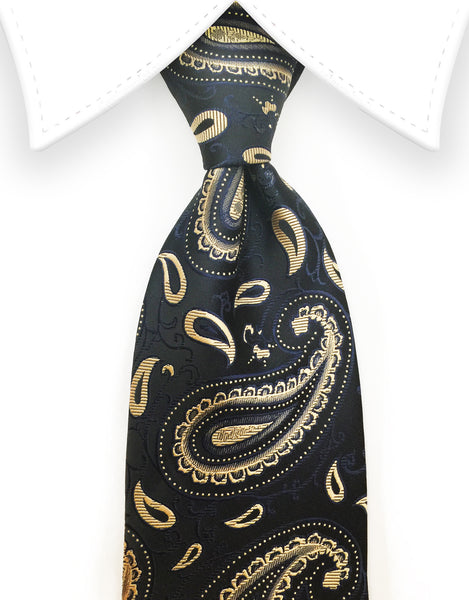 Black gold paisley tie