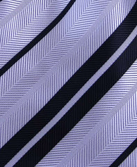 Silver Herringbone Tie with Black Stripes