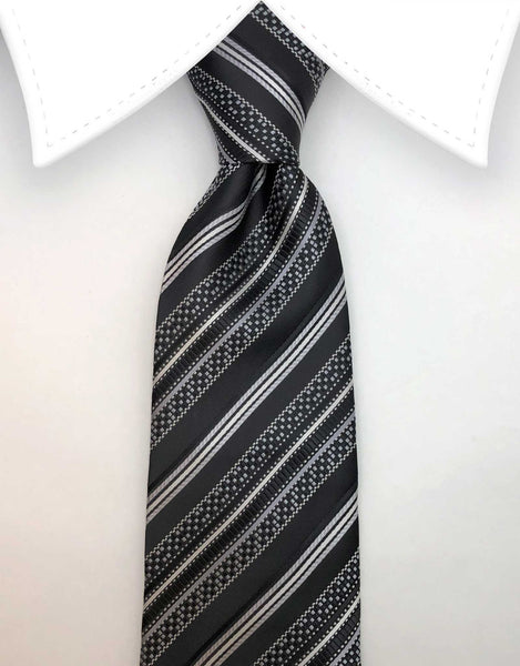 Black & White Geometric Striped Tie