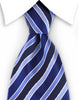 blue extra long tie with black stripes