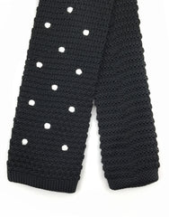 black white dot knit necktie