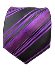 Purple & Black Striped Extra Long Tie