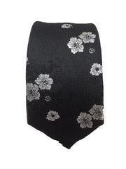 Black and Silver Floral Men's Tie