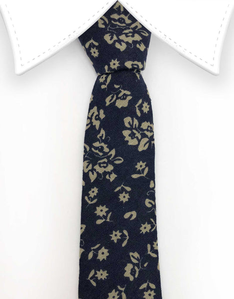 navy blue and grey floral tie