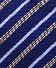 Navy Blue and Gold Extra Long Striped Tie
