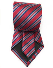 burgundy and blue striped tie