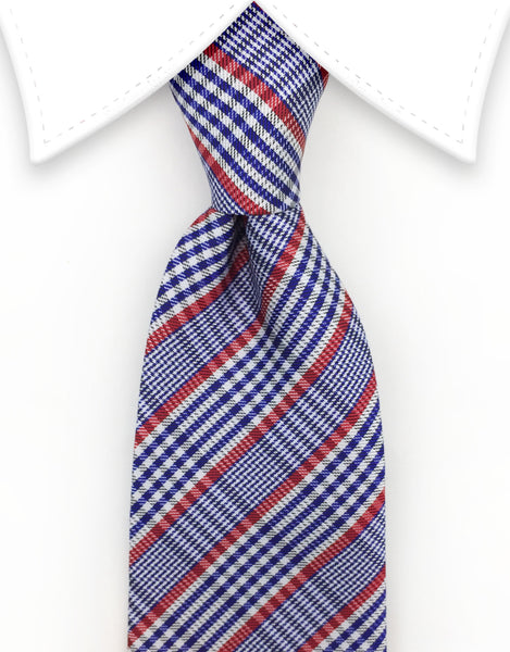 Blue, Red, White Plaid Necktie