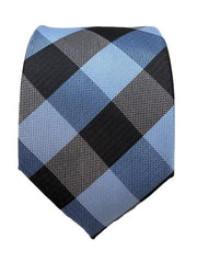 Blue and Black Plaid Tie