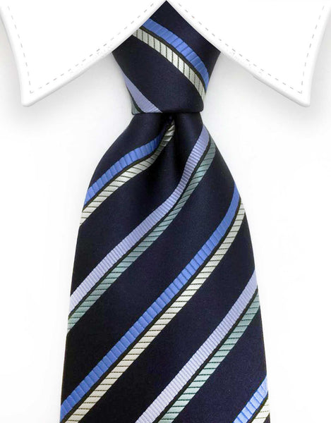 Navy Blue Tie with Stripes