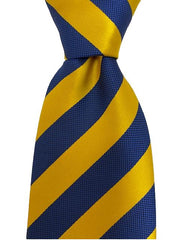 Yellow and Blue Striped Extra Long 2XL Necktie