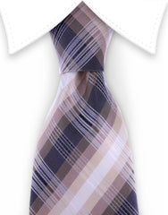 Brown Cream Plaid Tie