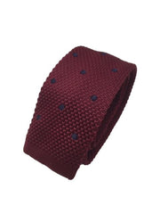 Burgundy and Navy Blue Polka Dot Men's Knitted Tie