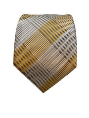 Elegant Gold & Silver Men's Plaid Tie