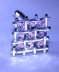 pink crystals in silver setting cufflinks