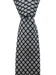 Classy Black and Silver Motif Knitted Men's Tie