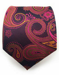 Pink, purple & orange paisley tie