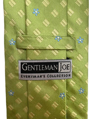 Soft Lime Green Necktie with Mini Blue Flowers