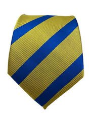 Gold and Cerulean Blue Striped Tie