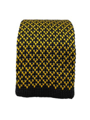 Yellow Gold and Black Knitted Men's Tie