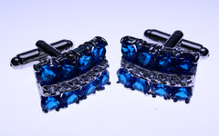 blue crystal cuff links