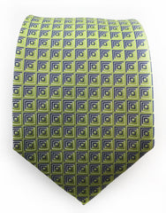 lime green tie with silver squares