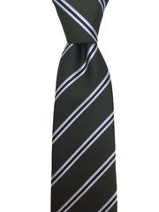 Hunter Green Men's Tie with Navy Blue Stripes