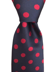 Navy Blue and Burgundy Red Polka Dot Tie
