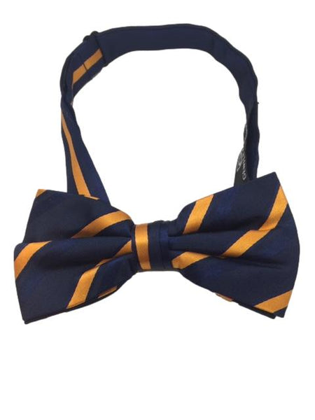Navy Blue & Orange Striped Bow Tie