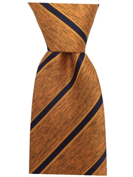 Navy Blue & Orange Striped Tie Set