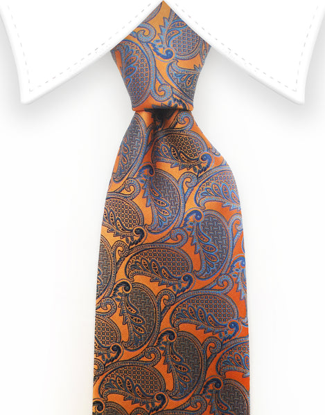 orange blue paisley tie