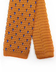 Orange Blue Skinny Knit Tie