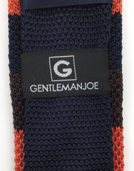 Gentleman Joe Orange Navy Brown Knit Tie