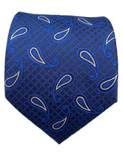 Blue and Silver Paisley Extra Long Tie