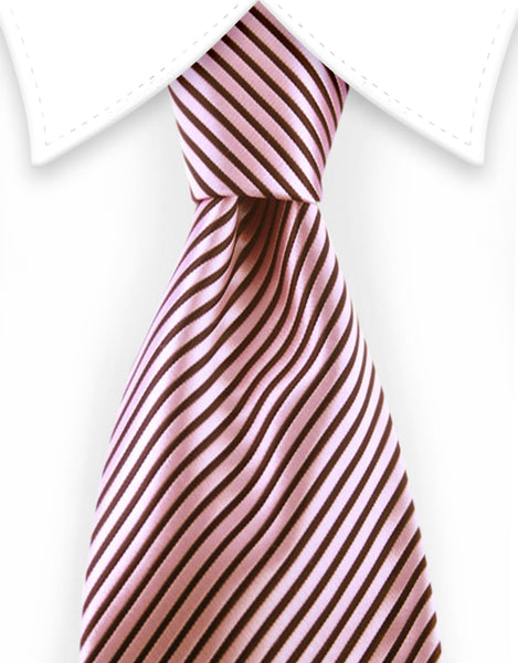 blush pink and black pinstriped tie