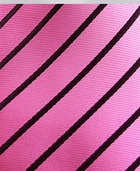 Pink Skinny Tie with Black Stripes
