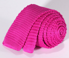 solid pink knit necktie